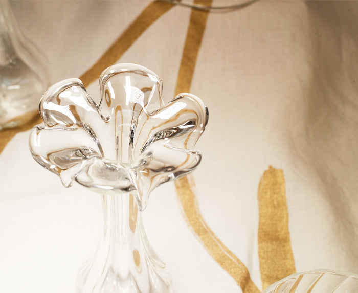 Clear Handblown Glass Candlestick, Small 23cm