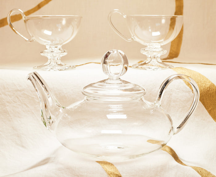 Clear Handblown Glass Low Teacup, 9cm