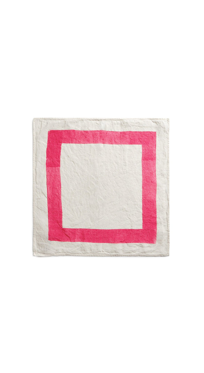 'Cornice' Linen Napkin in Fuchsia Pink, 50x50cm