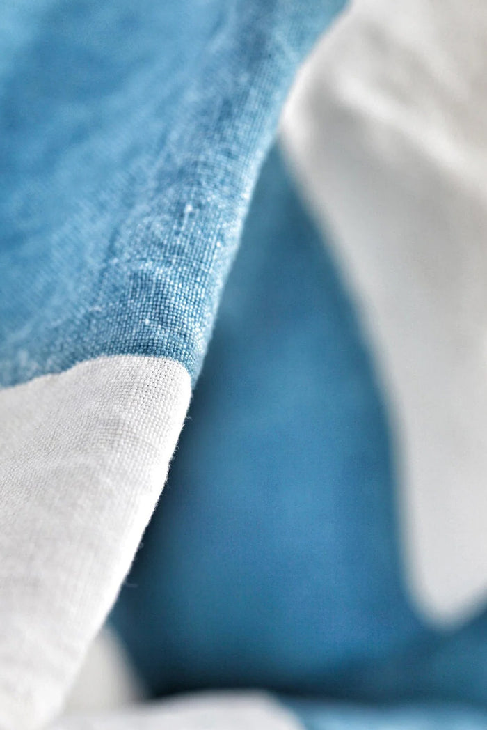 'Cornice' Linen Napkin in Powder Blue, 50x50cm