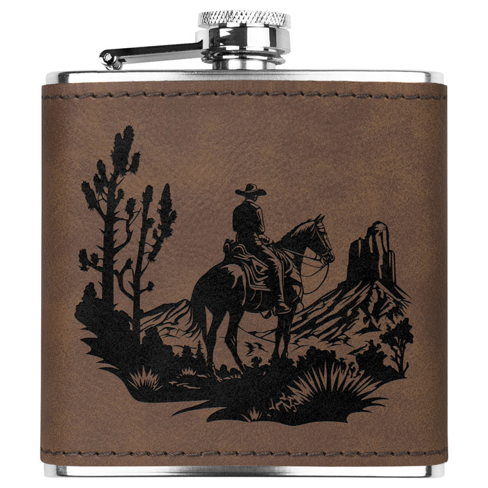 Cowboy Desert Leather Flask Gift Metal Flask