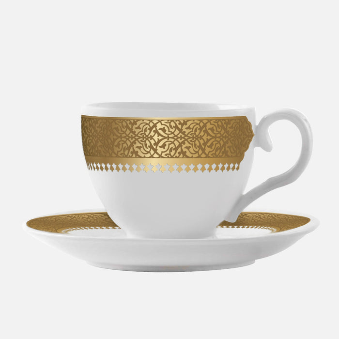 Dimlaj Cordoba Set of 6 Pcs Tea Cups and Saucers (Gold) - Premium Tea Cups from Cordoba By Dimlaj - Just $265!