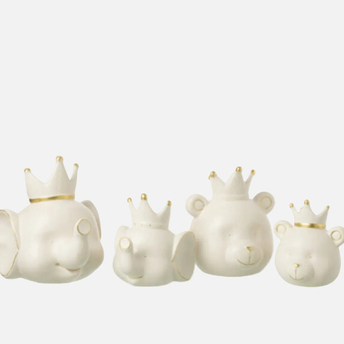 Elephant Head Piggy Bank – Ecru/Gold Large, Set of 2
