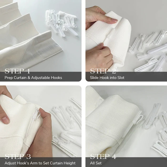 Elin Adjustable Curtain Hooks – 32 Pieces