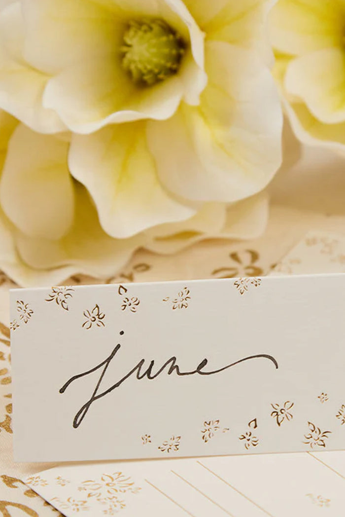 'Falling Flower' in Gold Foil Table Menu, Set of 12
