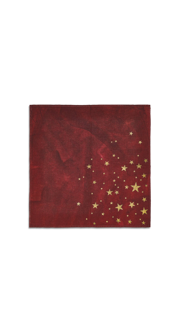 Falling Stars Linen Napkin in Claret Red, 50x50cm