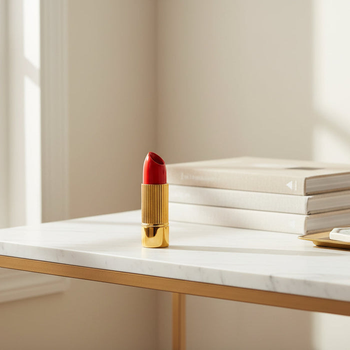 Sequenze Fiordilabbra mini lip vase in gold and red, 12cm, detail view