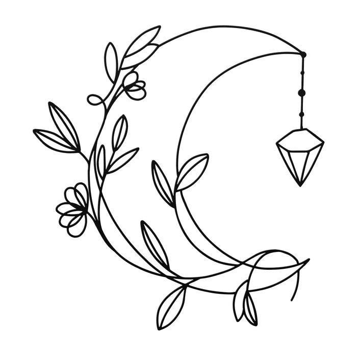 Floral Half Moon Steel Metal Artwork Sign