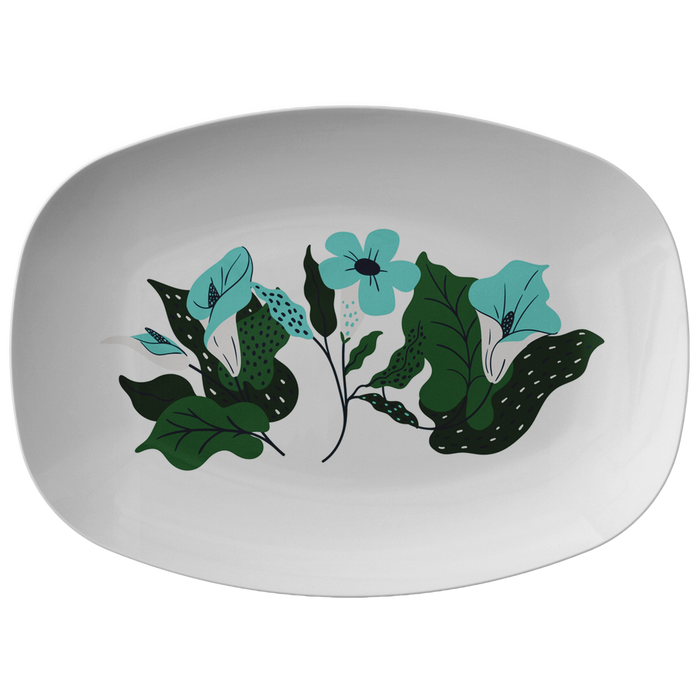 Floral Soft Earth Toned Plastic Serving Platter