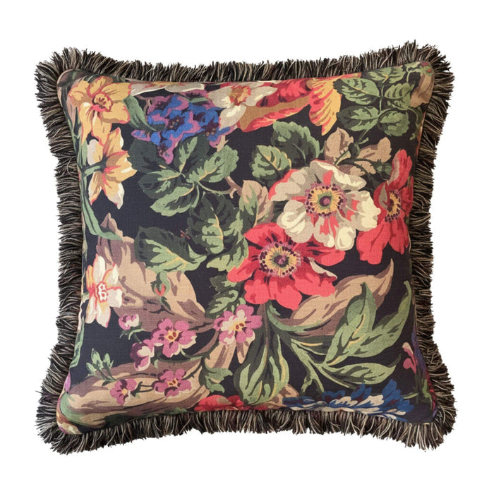 Florescence Noir Bloom 45x45cm Fringed Cushion