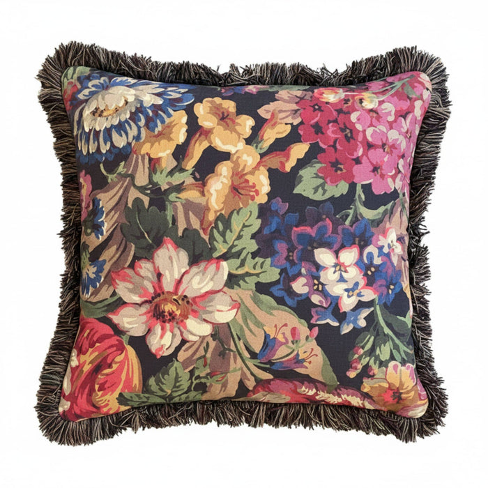 Florescence Noir Wildflower 45x45cm Fringed Cushion