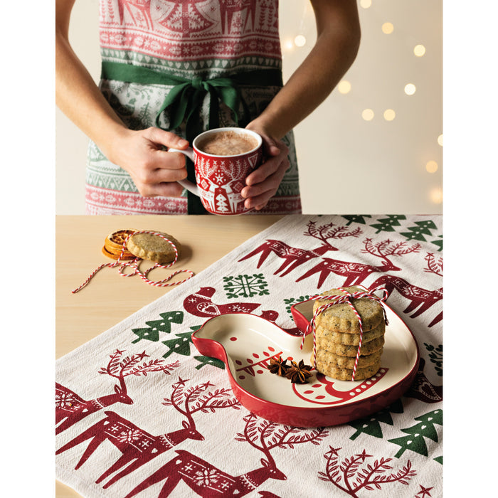 Folk Forest Christmas Bakers Floursack Dishtowels Set of 3
