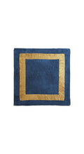'Full Field Cornice' Linen Napkin in Midnight Blue & Gold, 50x50cm