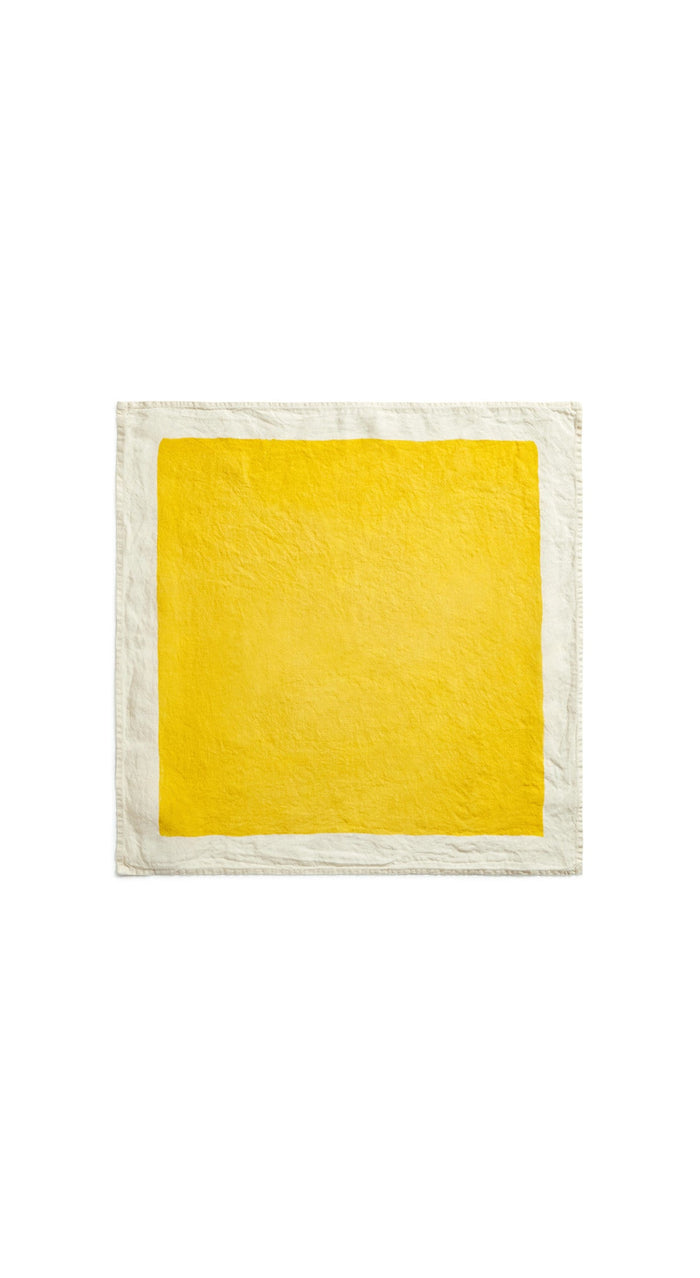 'Full Field' Linen Napkin in Lemon Yellow, 50x50cm
