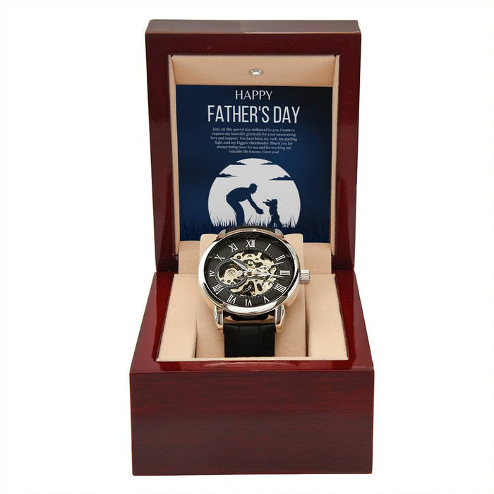Gift for Dad Father's Day Gifts Openwork Watch Personal Message for Dad from Daughter or Son