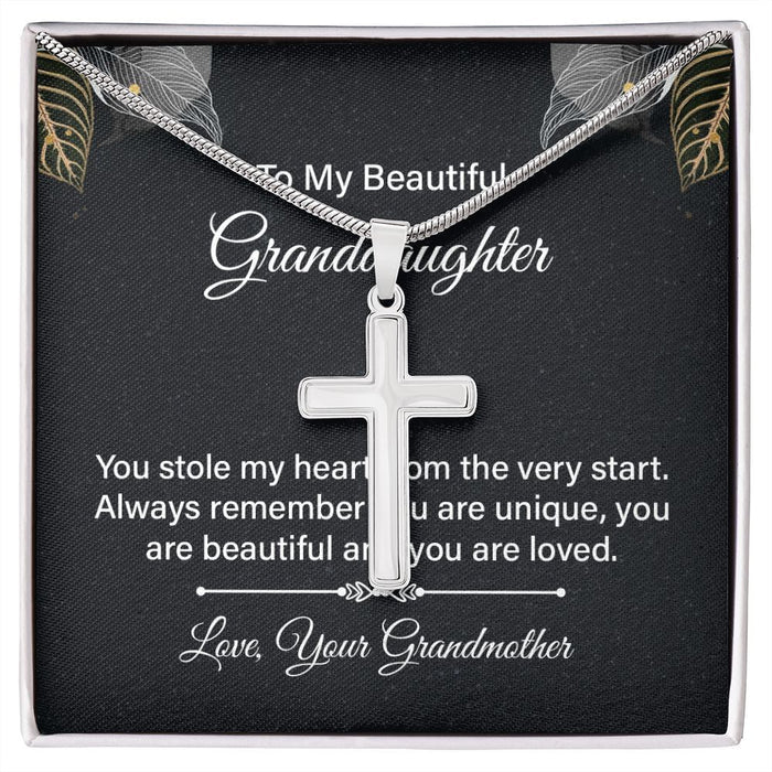 Gift for Granddaughter Stainless Steel Cross Necklace from Grandmother gift