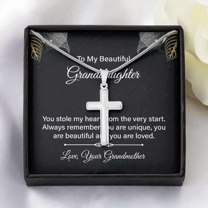 Gift for Granddaughter Stainless Steel Cross Necklace from Grandmother gift