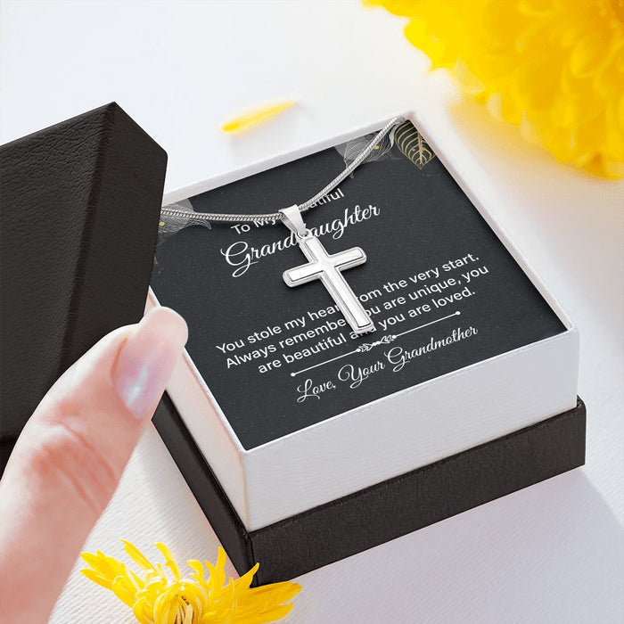 Gift for Granddaughter Stainless Steel Cross Necklace from Grandmother gift