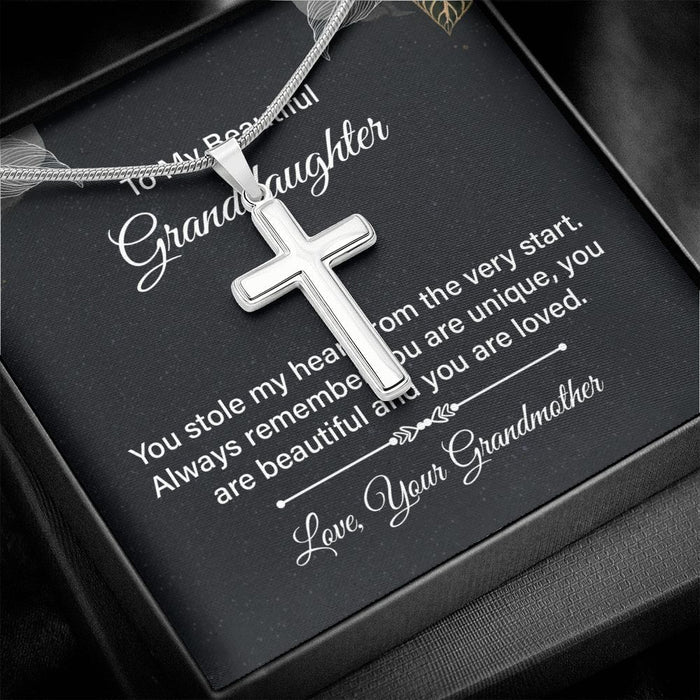 Gift for Granddaughter Stainless Steel Cross Necklace from Grandmother gift