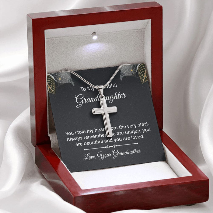 Gift for Granddaughter Stainless Steel Cross Necklace from Grandmother gift