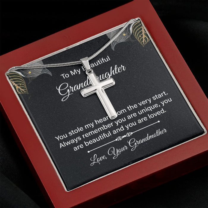 Gift for Granddaughter Stainless Steel Cross Necklace from Grandmother gift