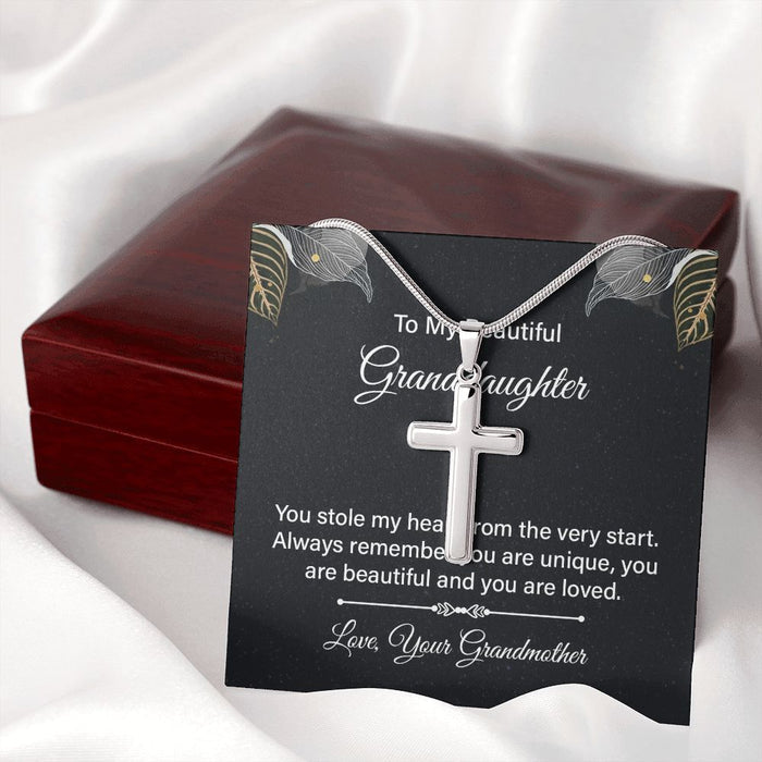 Gift for Granddaughter Stainless Steel Cross Necklace from Grandmother gift