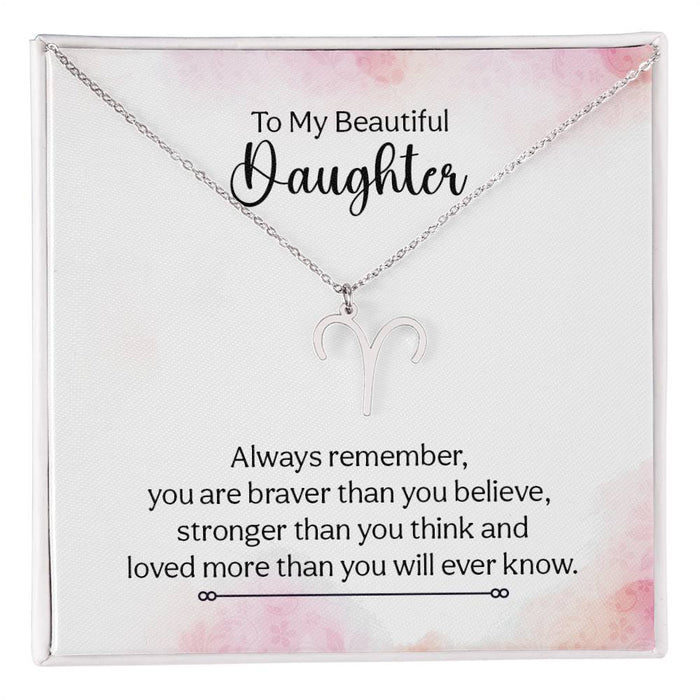 Gift to Daughter from Mom Zodiac Necklace Gifts, Stainless Steel or Gold Finish