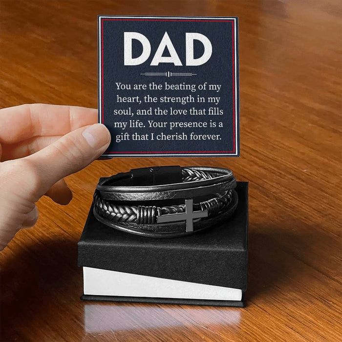 Gifts for Dad Leather Cross Bracelet, Dad Gifts