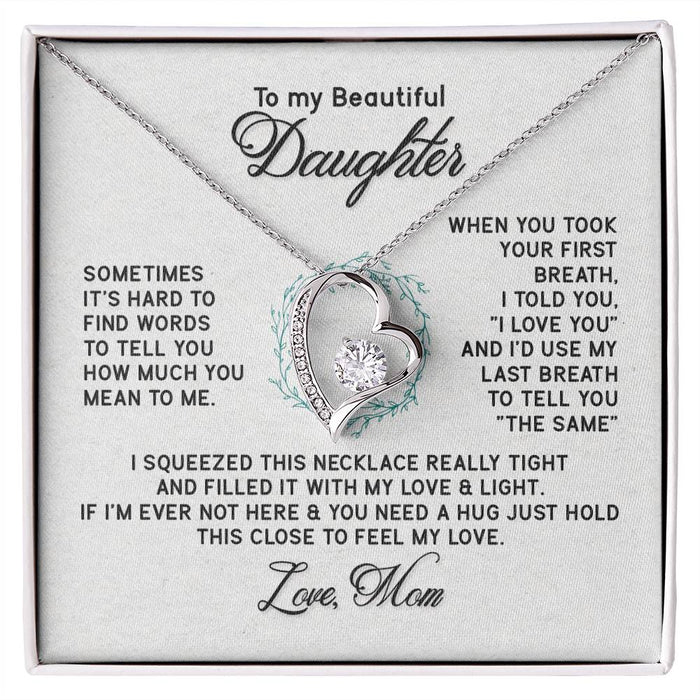 Gifts to Daughter Jewelry Necklace Gift from Mom to Daughter, White or Yellow Gold Finish