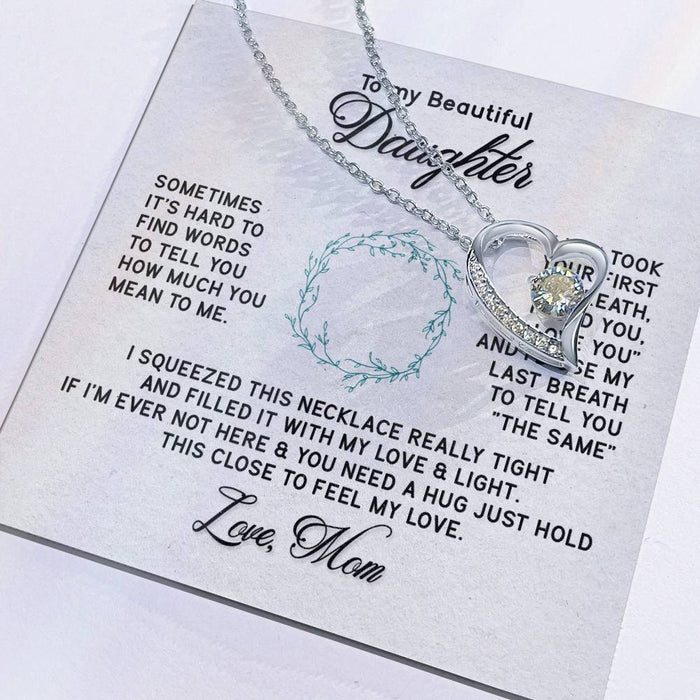Gifts to Daughter Jewelry Necklace Gift from Mom to Daughter, White or Yellow Gold Finish