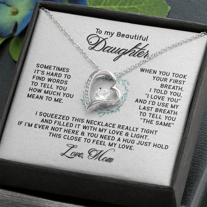 Gifts to Daughter Jewelry Necklace Gift from Mom to Daughter, White or Yellow Gold Finish