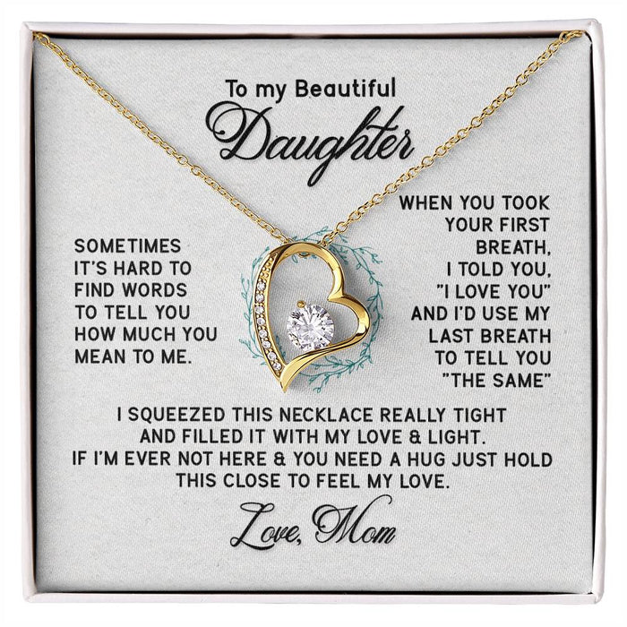 Gifts to Daughter Jewelry Necklace Gift from Mom to Daughter, White or Yellow Gold Finish