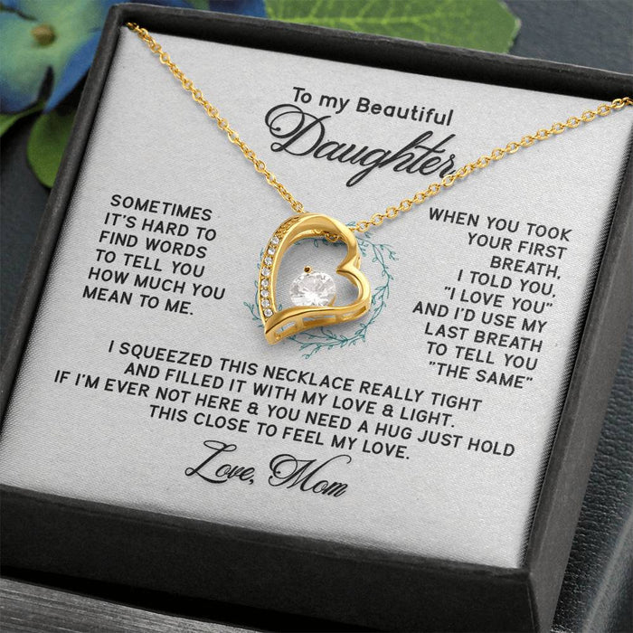 Gifts to Daughter Jewelry Necklace Gift from Mom to Daughter, White or Yellow Gold Finish