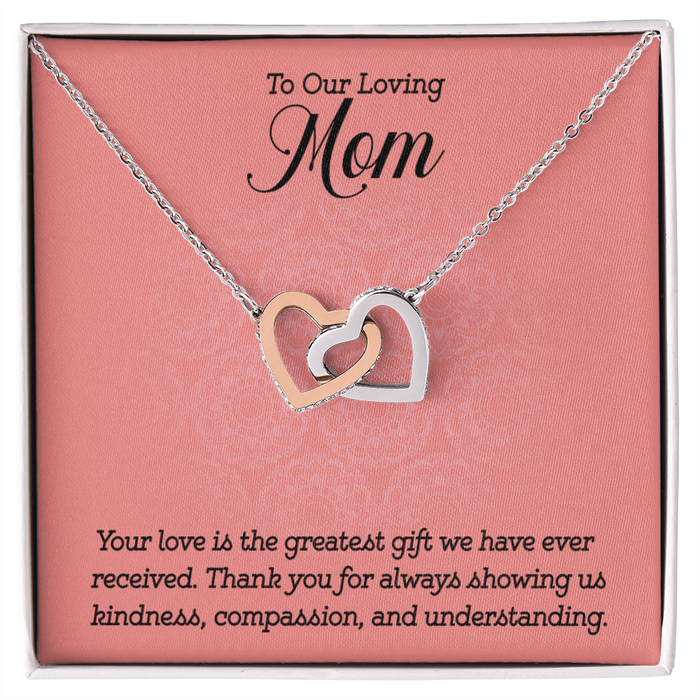 Gifts to Mom from Kids, Interlocking Heart Necklace - To Our Loving Mom