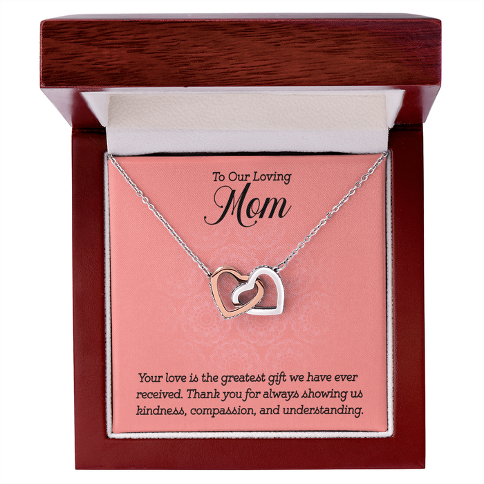 Gifts to Mom from Kids, Interlocking Heart Necklace - To Our Loving Mom