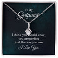 Girlfriend Gifts Necklace, Cubic Zirconia Necklace White or Yellow Gold