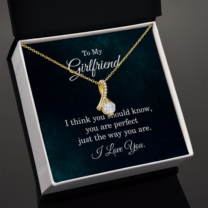 Girlfriend Gifts Necklace, Cubic Zirconia Necklace White or Yellow Gold