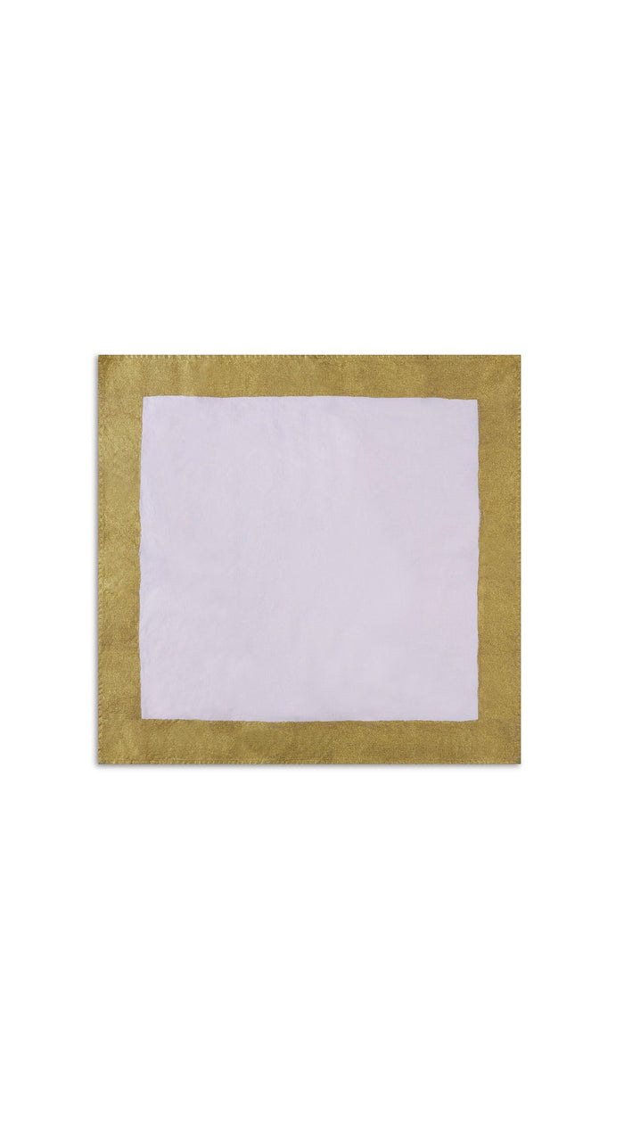 'Gold Edge' Linen Napkin in Pale Pink, 50x50cm