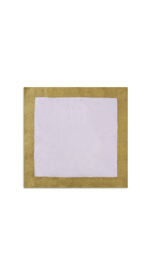 'Gold Edge' Linen Napkin in Pale Pink, 50x50cm