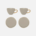 Good Morning Cappuccino & Tea Cup with Plate Set of 4 – Gray Morn