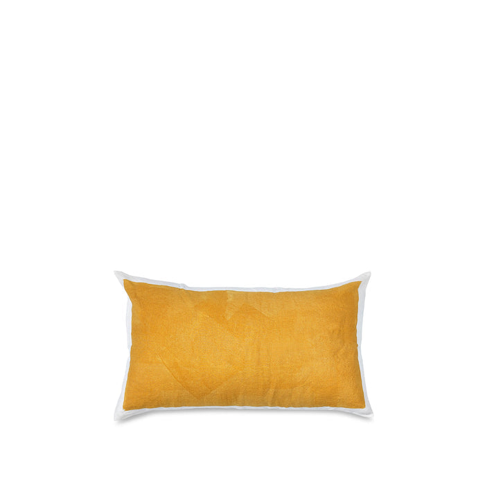 Hand Painted Linen Cushion Cover in Mustard Yellow, 50cm x 30cm