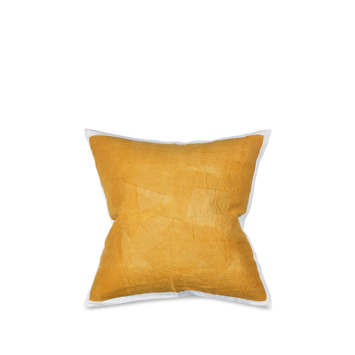 Hand Painted Linen Cushion Cover in Mustard Yellow, 50cm x 50cm