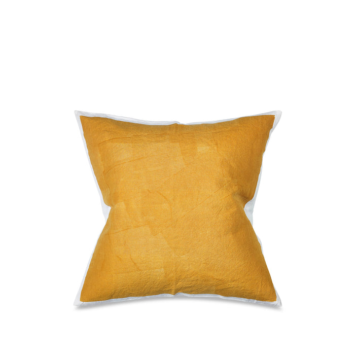 Hand Painted Linen Cushion Cover in Mustard Yellow, 60cm x 60cm