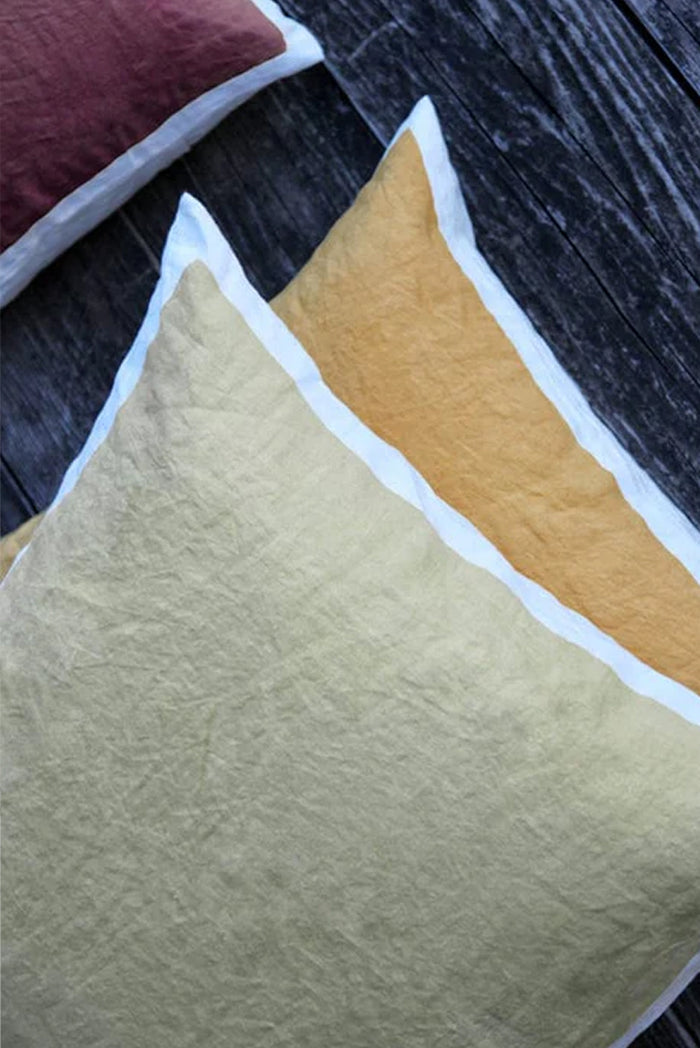 Hand Painted Linen Cushion Cover in Sky Blue, 60cm x 60cm