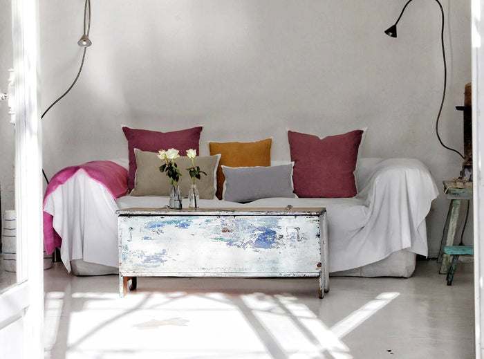Hand Painted Linen CushionCover  in Grape, 50cm x 30cm