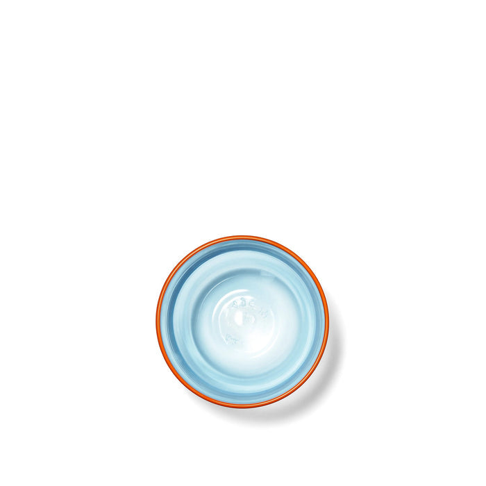 Handblown Bumba Glass Tumbler in Turquoise with Orange Rim, 30cl