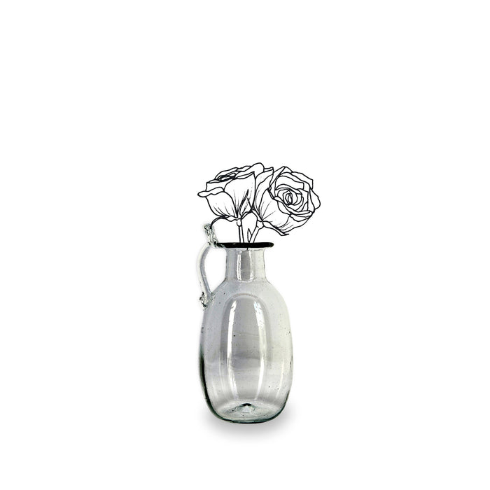 Handblown Glass Amour Vase with Handle in Clear, 12cm