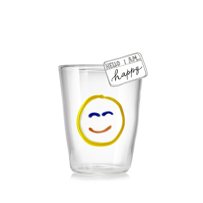 Handblown Glass 'Happy' Mood Tumbler