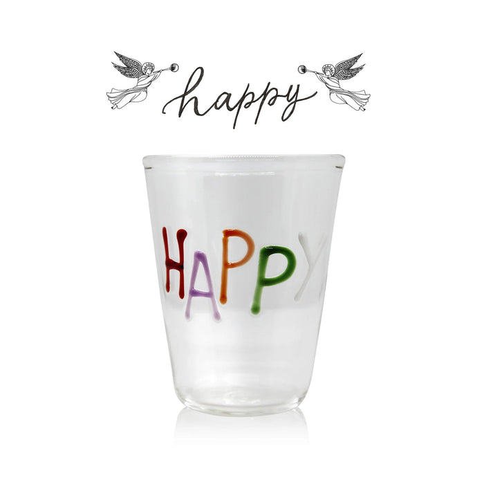 Handblown Glass Happy Tumbler