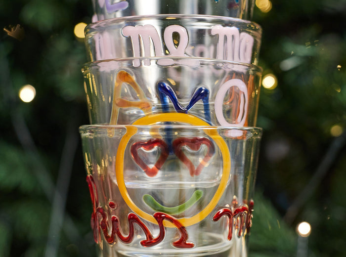 Handblown Glass Happy Tumbler